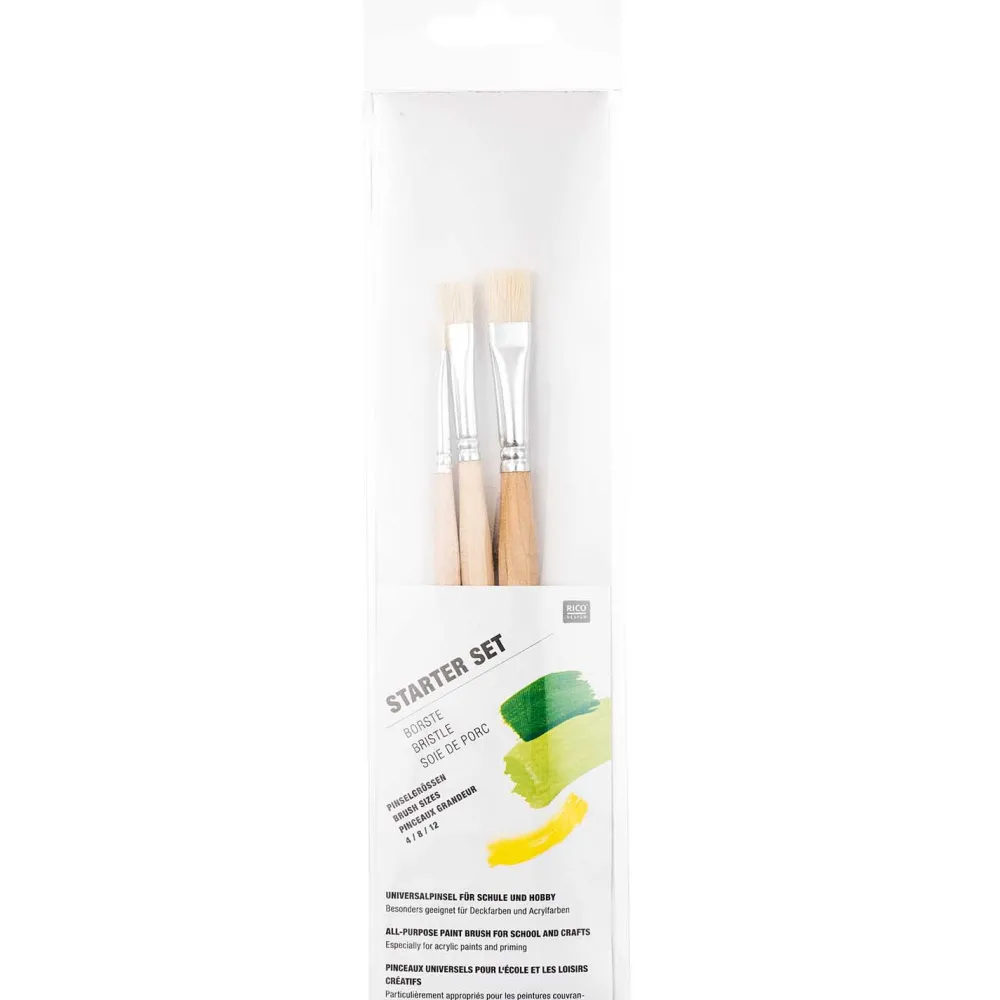Rico Design Zestaw płaskich pędzli Starter Set - - 3 szt. > Zestawy Pędzli|Pędzle Naturalne