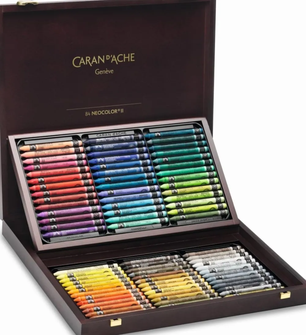 Caran d'Ache Zestaw pasteli akwarelowych Neocolor II w drewnianej walizce - - 84 szt.