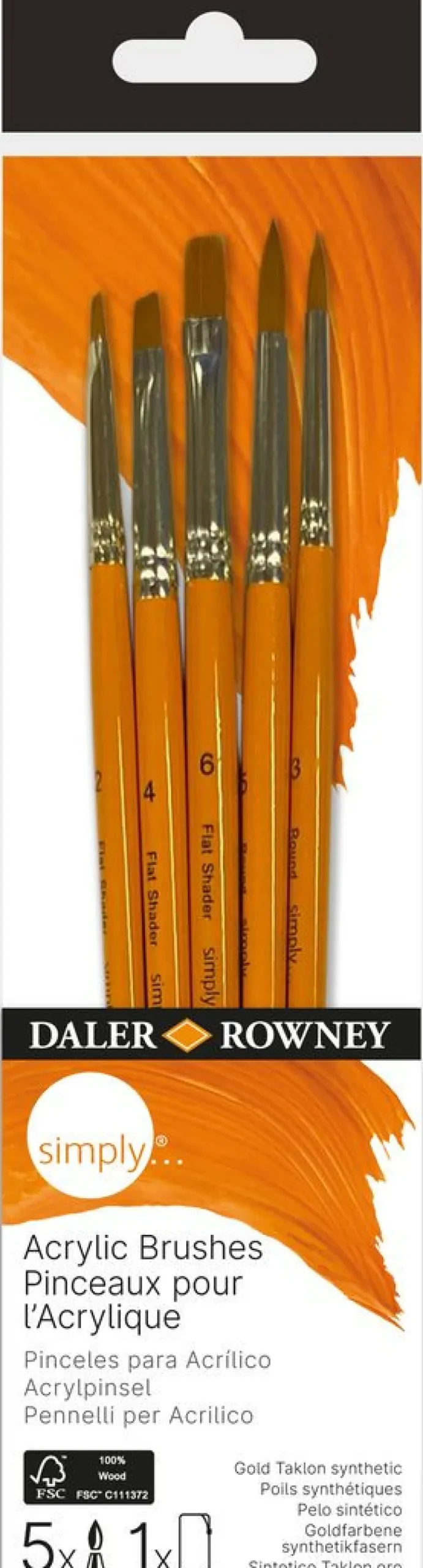 Daler Rowney Zestaw pędzli do farb akrylowych Simply Acrylic - - 5 szt.