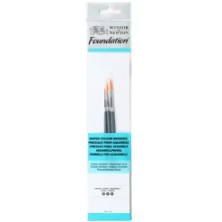 Winsor & Newton Zestaw pędzli Foundation do akwareli - - okrągłe, 3 szt.