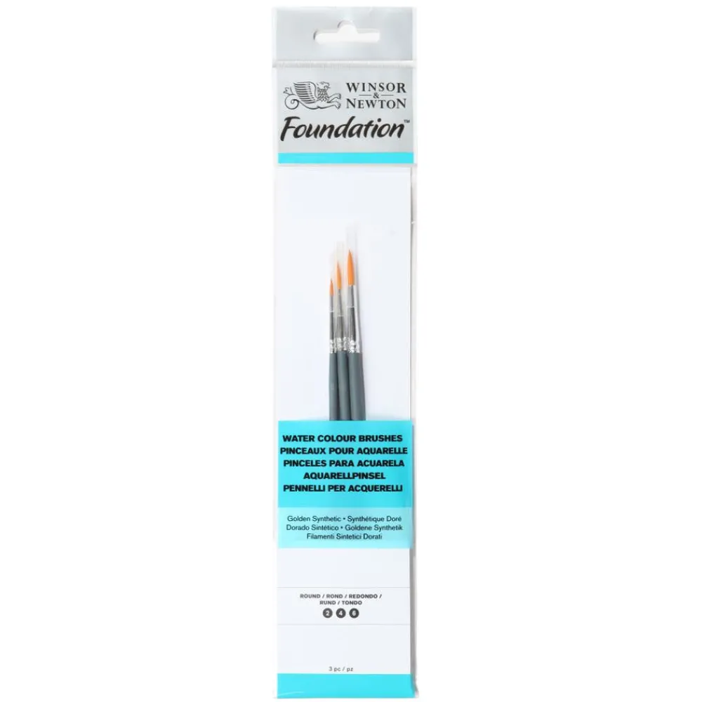 Winsor & Newton Zestaw pędzli Foundation do akwareli - - okrągłe, 3 szt.