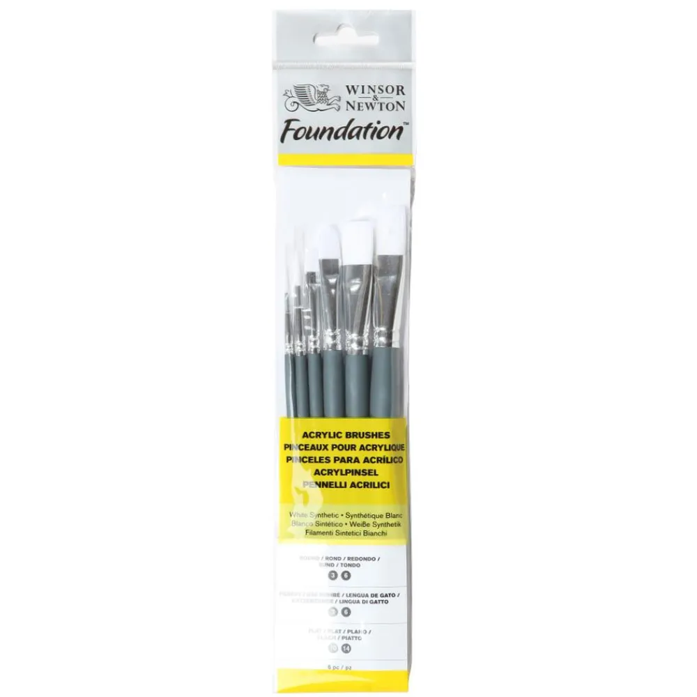 Winsor & Newton Zestaw pędzli Foundation do akryli - - 6 szt.