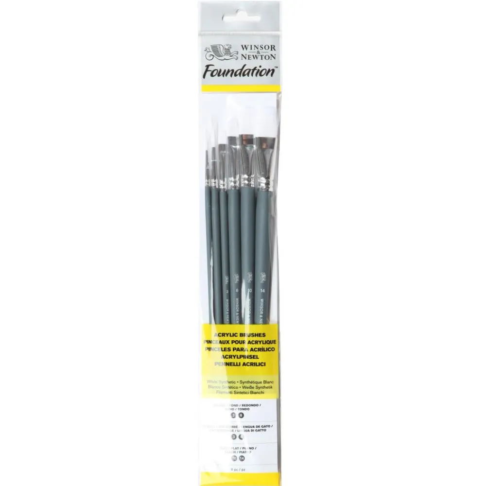 Winsor & Newton Zestaw pędzli Foundation do akryli - - 6 szt.