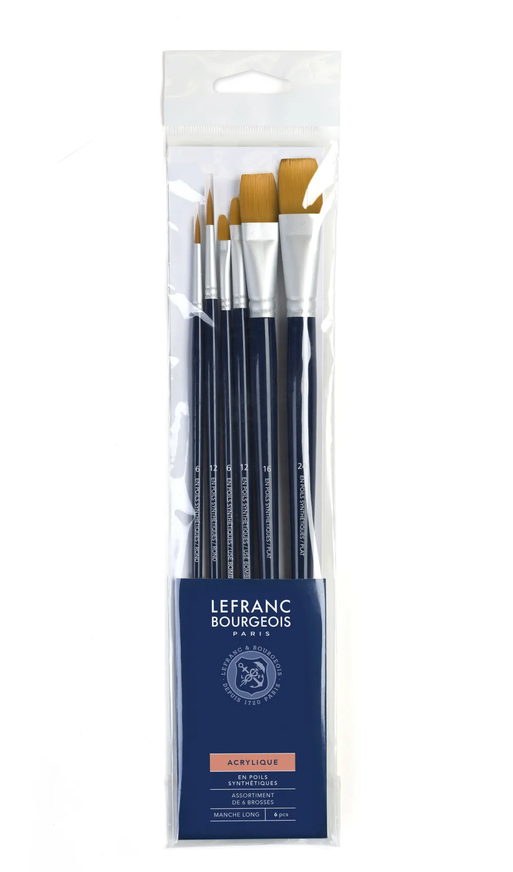 Lefranc & Bourgeois Zestaw pędzli syntetycznych - - długa rączka, 6 szt.