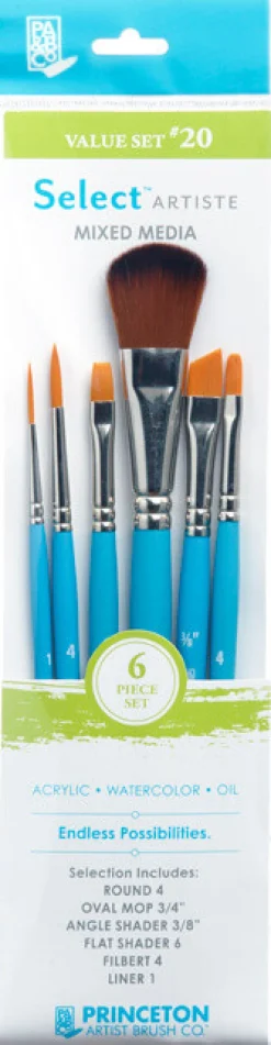 Princeton Zestaw pędzli syntetycznych Select Artiste, Value Set 20 - - 6 szt. > Pędzle Syntetyczne|Zestawy Pędzli