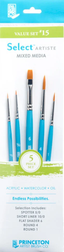 Princeton Zestaw pędzli syntetycznych Select Artiste, Value Set 15 - - 5 szt. > Pędzle Syntetyczne|Zestawy Pędzli