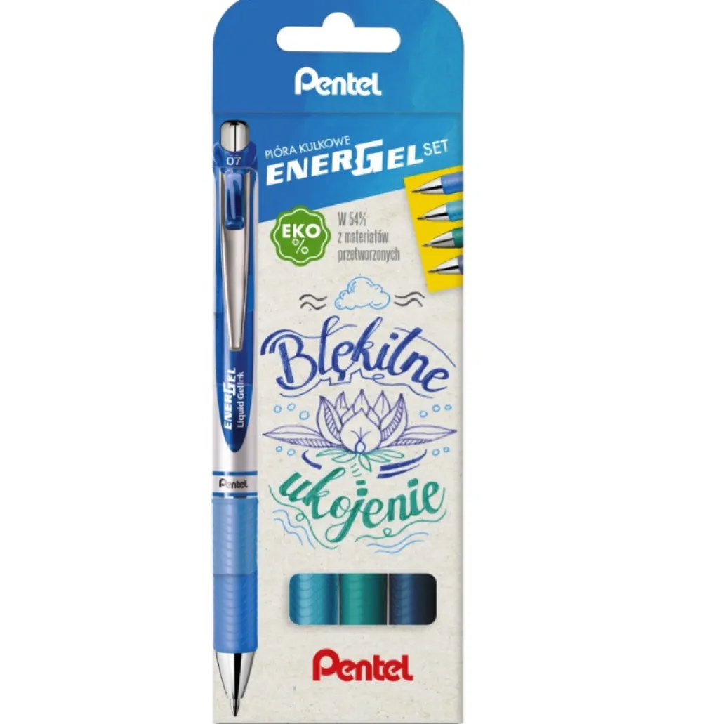 Pentel Zestaw piór kulkowych EnerGel - - Błękitne Ukojenie, 0,7 mm, 4 szt. > Pióra Kulkowe