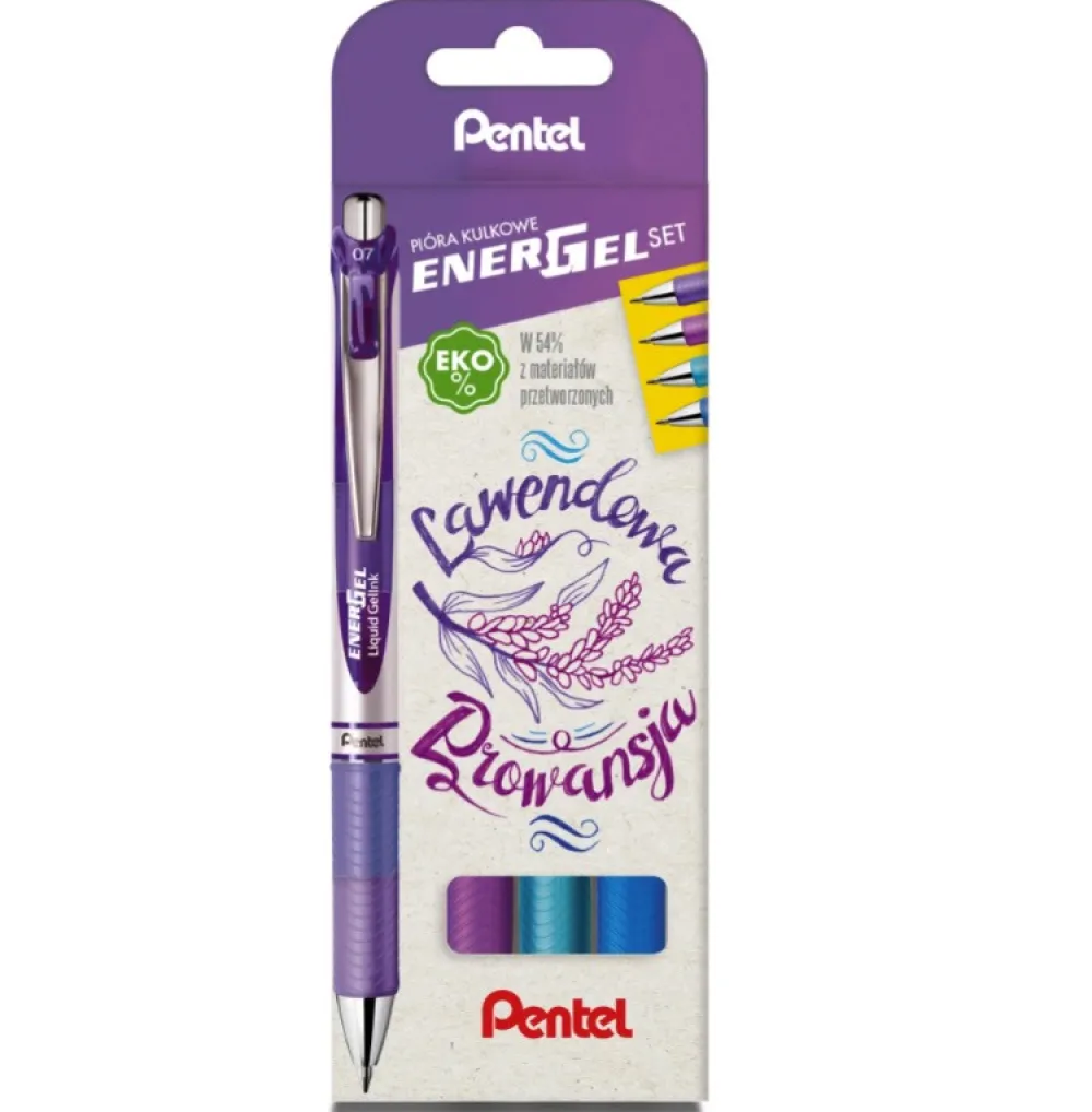 Pentel Zestaw piór kulkowych EnerGel - - Lawendowa Prowansja, 0,7 mm, 4 szt. > Pióra Kulkowe