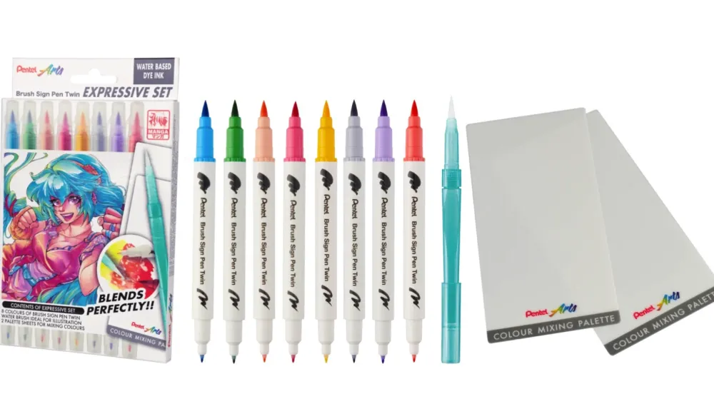 Pentel Zestaw pisaków Brush Sign Pen Twin Manga - - 8 szt.