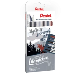 Pentel Zestaw pisaków Brush Sign Pen Twin - - Mglisty Poranek, 6 szt.