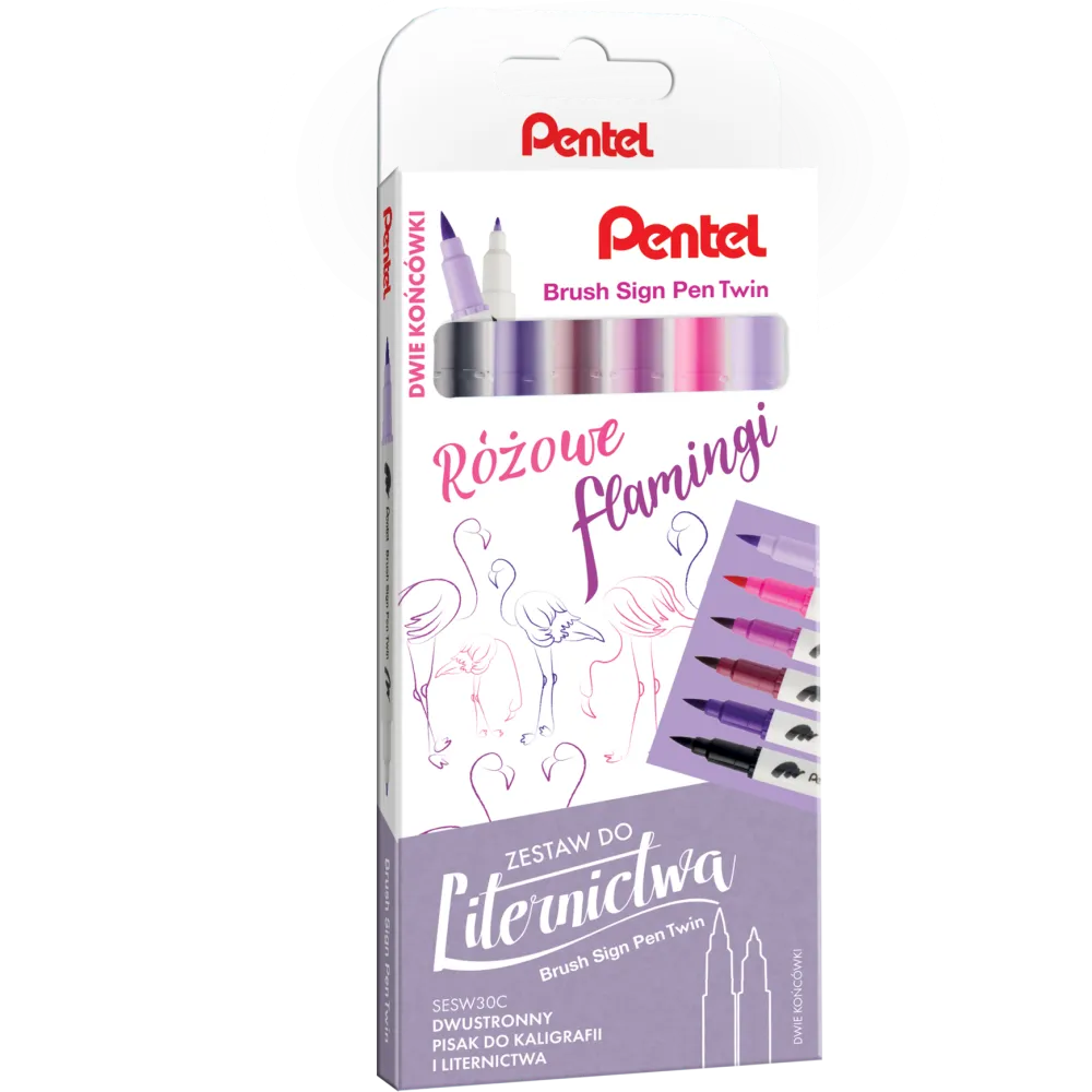 Pentel Zestaw pisaków Brush Sign Pen Twin - - Piaski Pustyni, 6 szt. > Pisaki Kaligraficzne