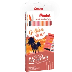 Pentel Zestaw pisaków Brush Sign Pen Twin - - Golden Hour, 6 szt.