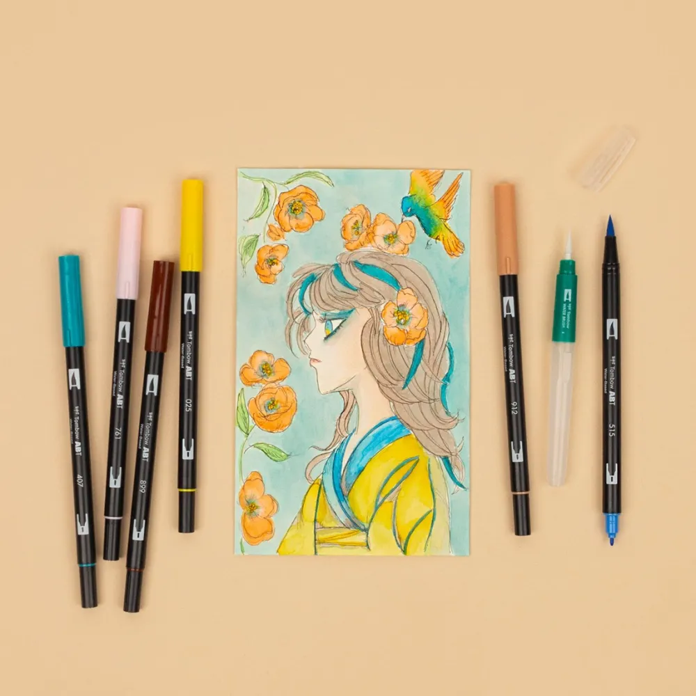 Tombow Zestaw pisaków Limited Edition Manga Bird - - 10 szt. > Markery, Brushpeny I Pisaki