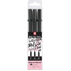 Sakura Zestaw pisaków pędzelkowych Pigma Brush Pen - - czarny, 3 szt. > Pisaki Kaligraficzne