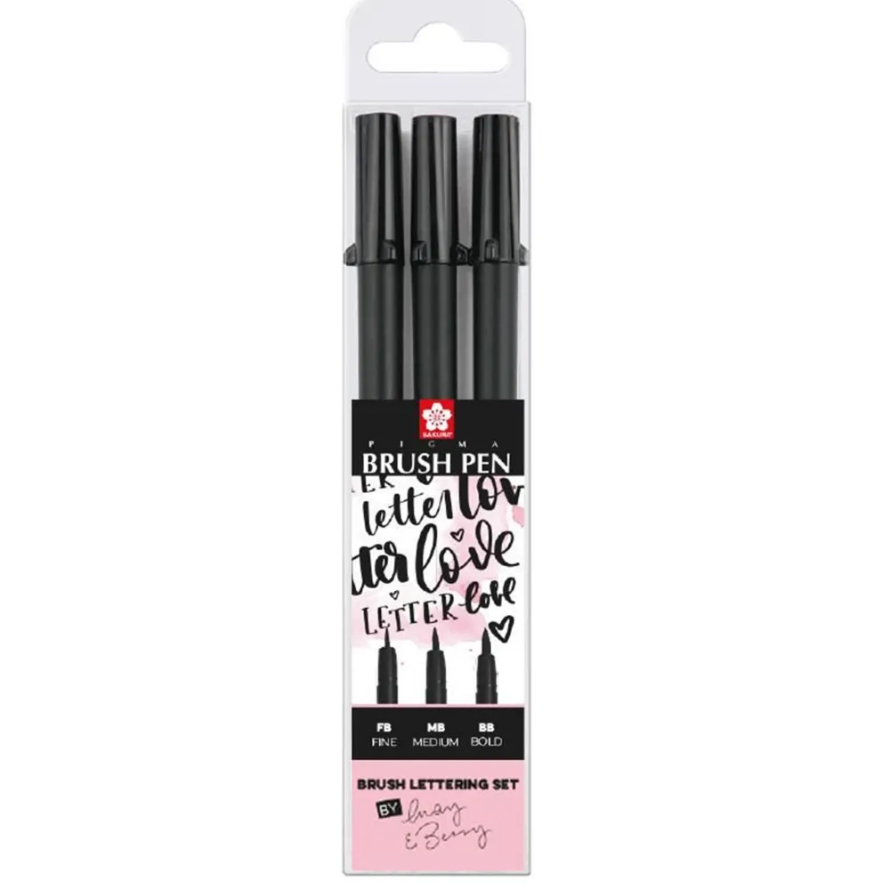 Sakura Zestaw pisaków pędzelkowych Pigma Brush Pen - - czarny, 3 szt. > Pisaki Kaligraficzne