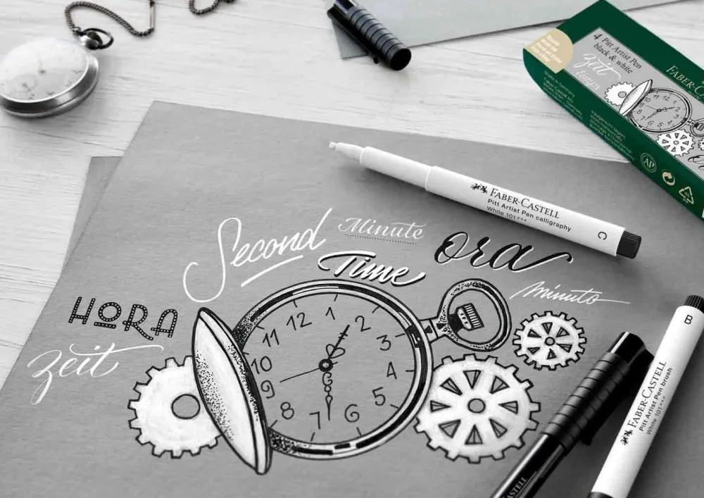 Faber-Castell Zestaw pisaków Pitt Artist Pen Black & White - - 4 szt.