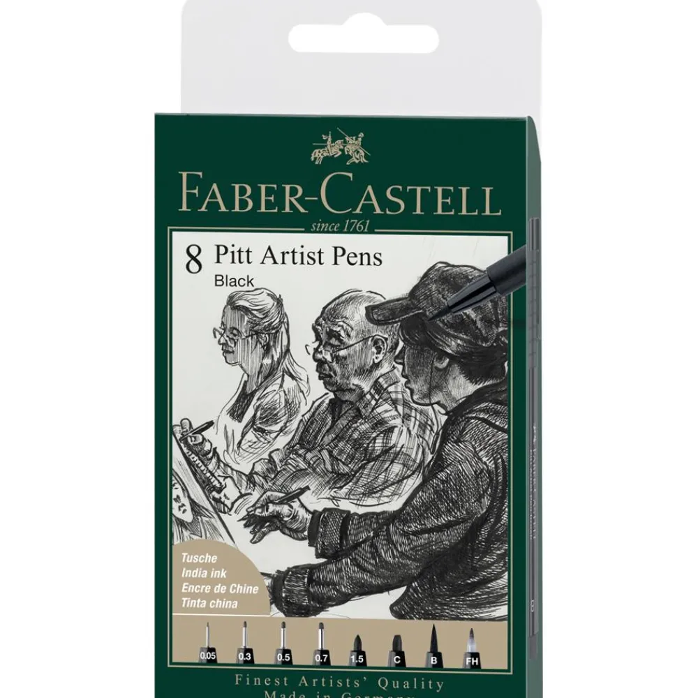 Faber-Castell Zestaw pisaków Pitt Artist Pen - - Black, 8 szt. > Markery, Brushpeny I Pisaki