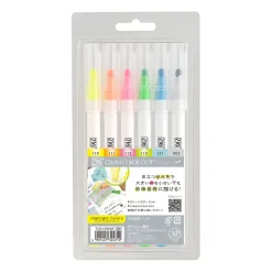 Kuretake Zestaw pisaków Zig Clean Color Dot - - Highlight, 6 kolorów ><noscript><img width=