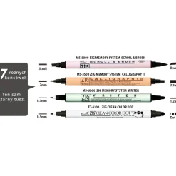 Kuretake Zestaw pisaków Zig Twin Black Marker - - 4 szt. ><noscript><img width=