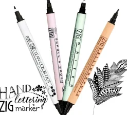 Kuretake Zestaw pisaków Zig Twin Black Marker - - 4 szt. ><noscript><img width=