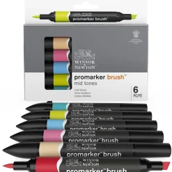 Winsor & Newton Zestaw Promarker Brush - - Mid Tones, 6 szt. > Markery, Brushpeny I Pisaki