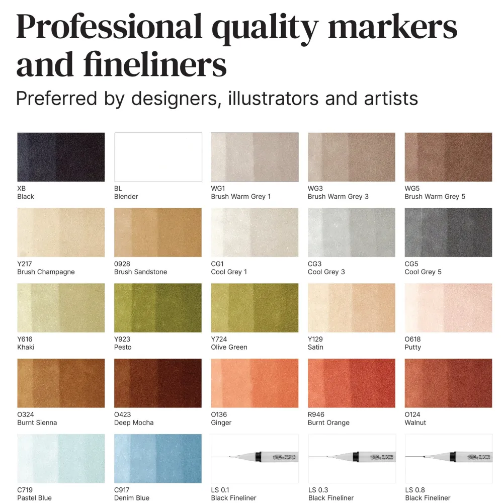 Winsor & Newton Zestaw Promarker Interiors w etui - - 25 szt. > Markery, Brushpeny I Pisaki