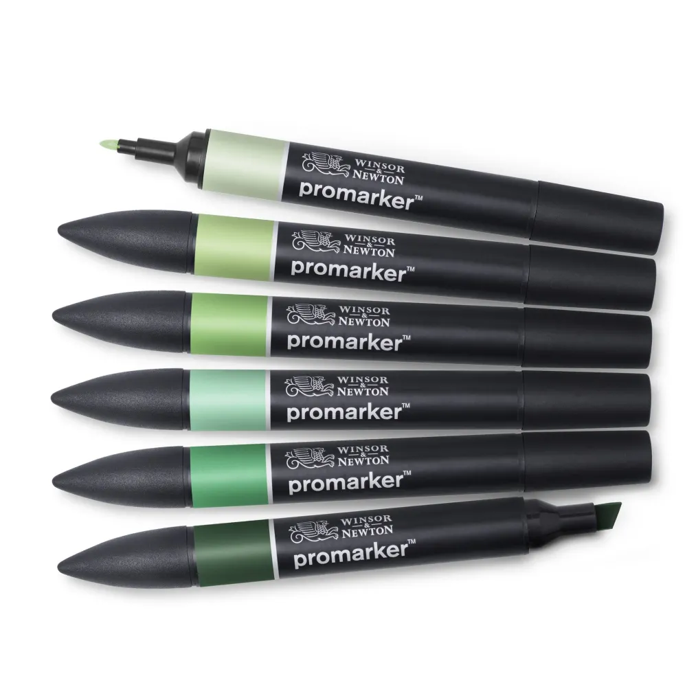 Winsor & Newton Zestaw Promarker - - Green Tones, 6 szt.