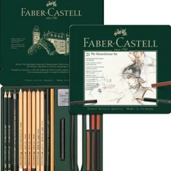 Faber-Castell Zestaw rysunkowy Pitt Monochrome w kasecie metalowej - - 12 szt. > Zestawy Do Rysunku