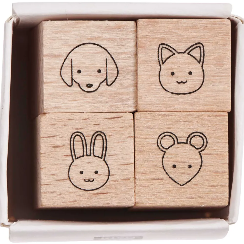 Rico Design Zestaw stempli drewnianych Animals - - 4 szt. > Tusze I Stemple