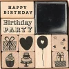 Rico Design Zestaw stempli drewnianych Birthday - Paper Poetry - 9 szt. > Tusze I Stemple