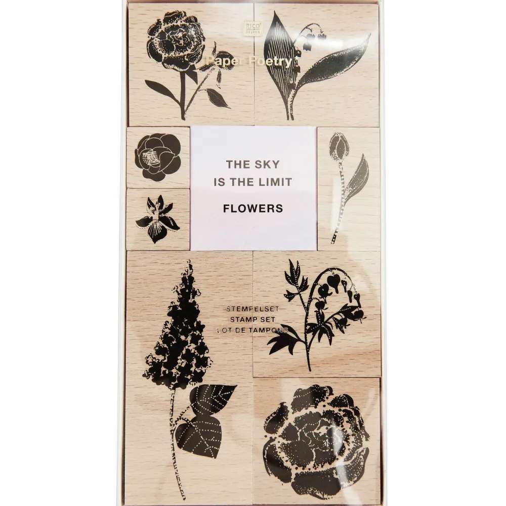 Rico Design Zestaw stempli drewnianych Flowers - Paper Poetry - 9 szt. > Tusze I Stemple