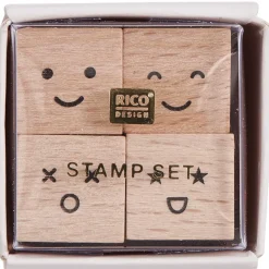 Rico Design Zestaw stempli drewnianych Icons - - 4 szt.