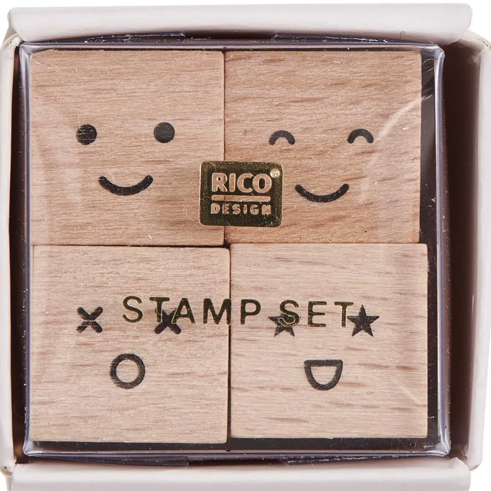 Rico Design Zestaw stempli drewnianych Icons - - 4 szt.