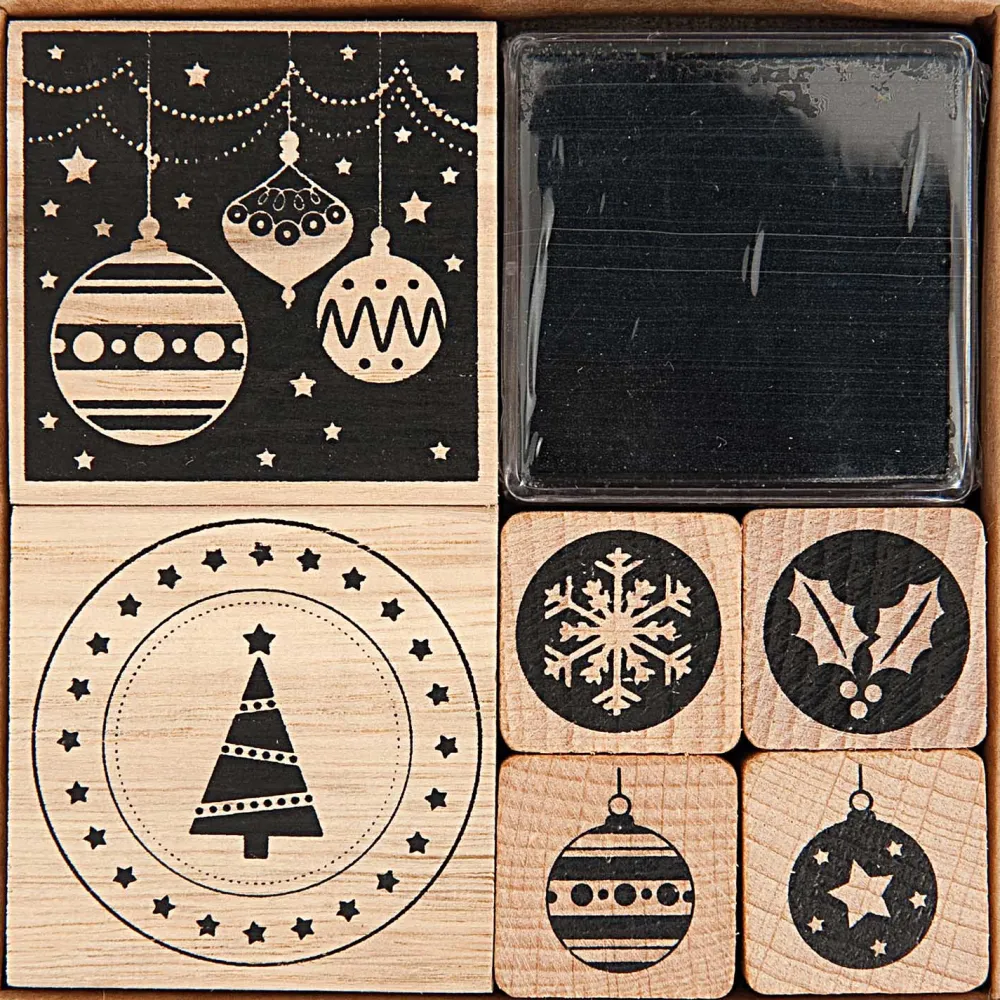 Rico Design Zestaw stempli drewnianych, Modern Christmas - - 6 szt.