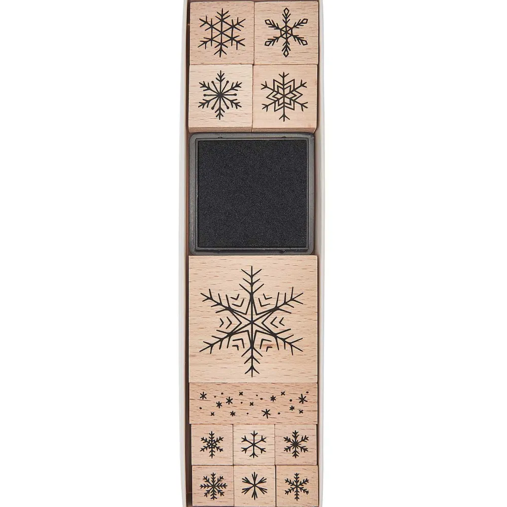 Rico Design Zestaw stempli drewnianych Płatki śniegu - Paper Poetry - 12 szt. > Tusze I Stemple