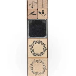 Rico Design Zestaw stempli drewnianych - - Xmas, wianki, 6 szt.