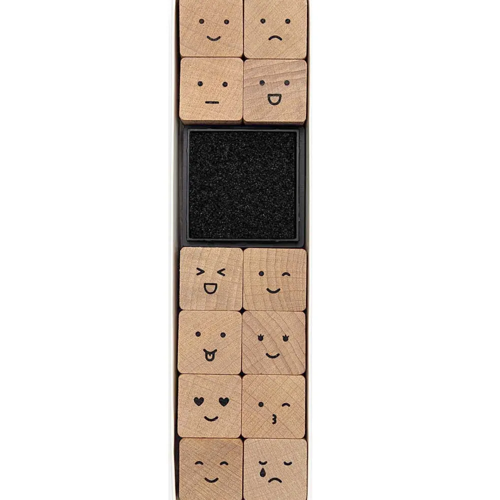 Rico Design Zestaw stempli drewnianych Smile - Paper Poetry - 12 szt.