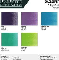 PanPastel Zestaw suchych pasteli Bright Cool - 5 kolorów