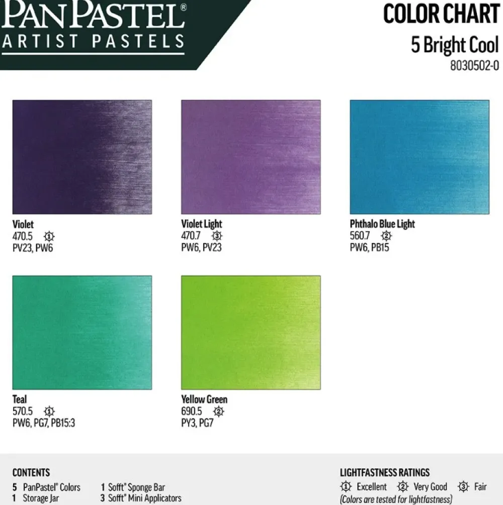 PanPastel Zestaw suchych pasteli Bright Cool - 5 kolorów