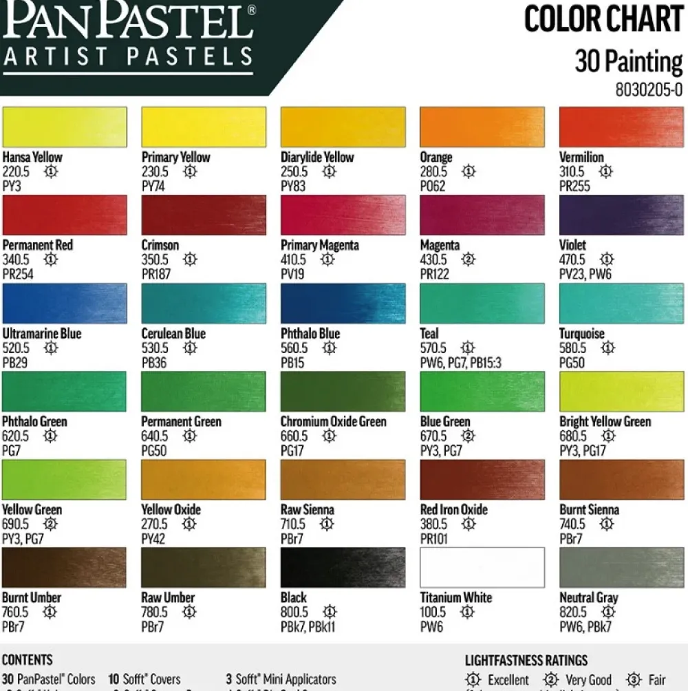 PanPastel Zestaw suchych pasteli Pure Colors - 30 kolorów