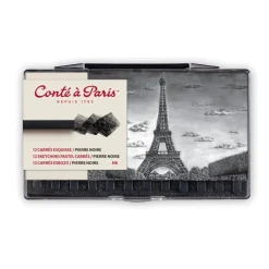 Conte a Paris Zestaw suchych pasteli Sketching Carrés - Conté à Paris - Black B 12 szt. > Pastele
