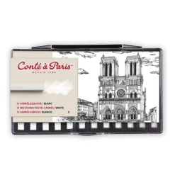 Conte a Paris Zestaw suchych pasteli Sketching Carrés - Conté à Paris - White B 12 szt.