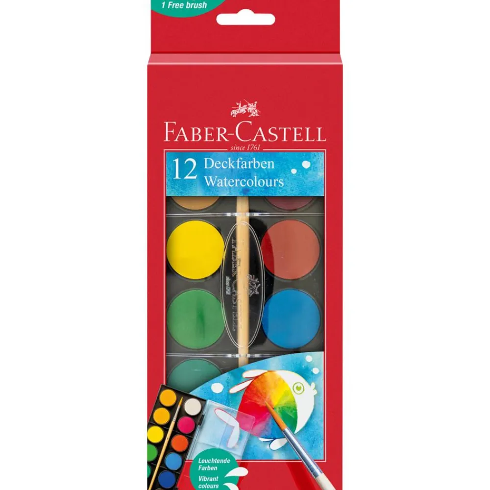 Faber-Castell Zestaw szkolnych farb akwarelowych - - duże, 12 kolorów > Farby Akwarelowe