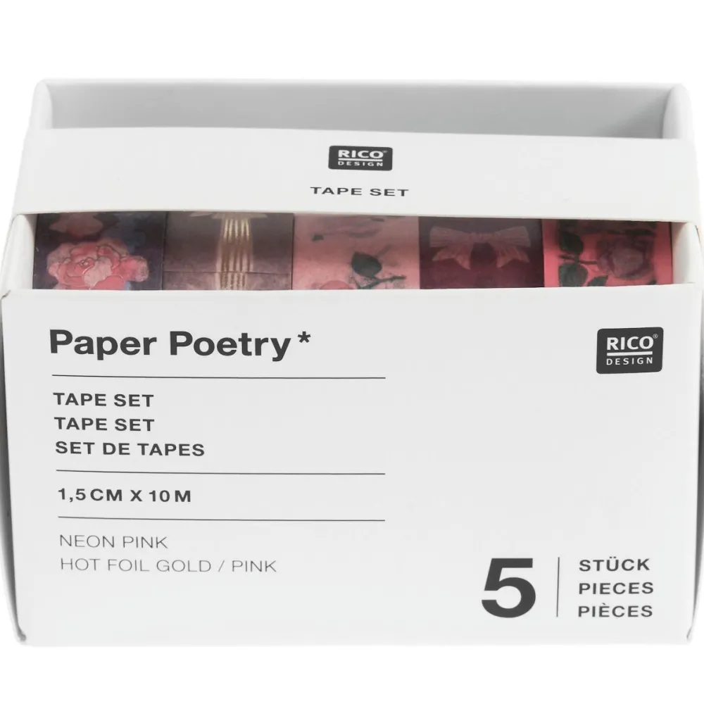 Rico Design Zestaw taśm washi La Vie En Rose - Paper Poetry - 5 szt.