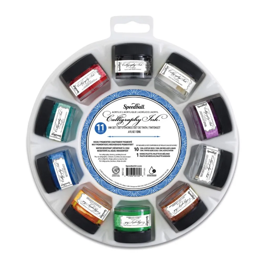 Speedball Zestaw tuszów akrylowych do kaligrafii - - 10 x 12 ml