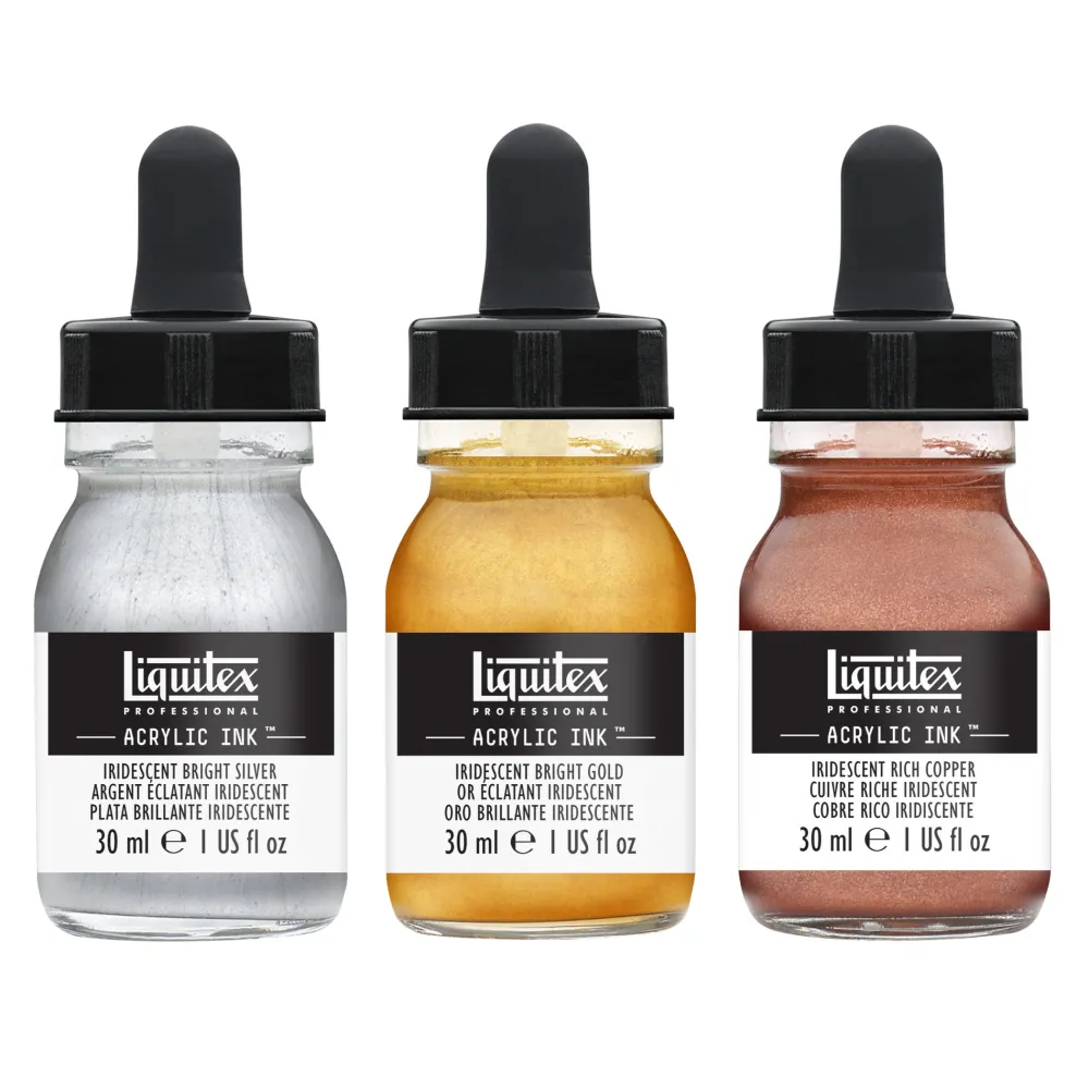 Liquitex Zestaw tuszów akrylowych Iridescent - - 3 kolory x 30 ml