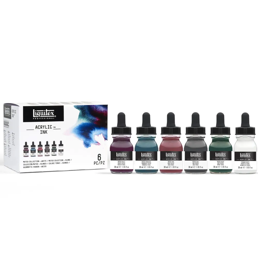 Liquitex Zestaw tuszów akrylowych Muted Colors - - 6 kolorów x 30 ml