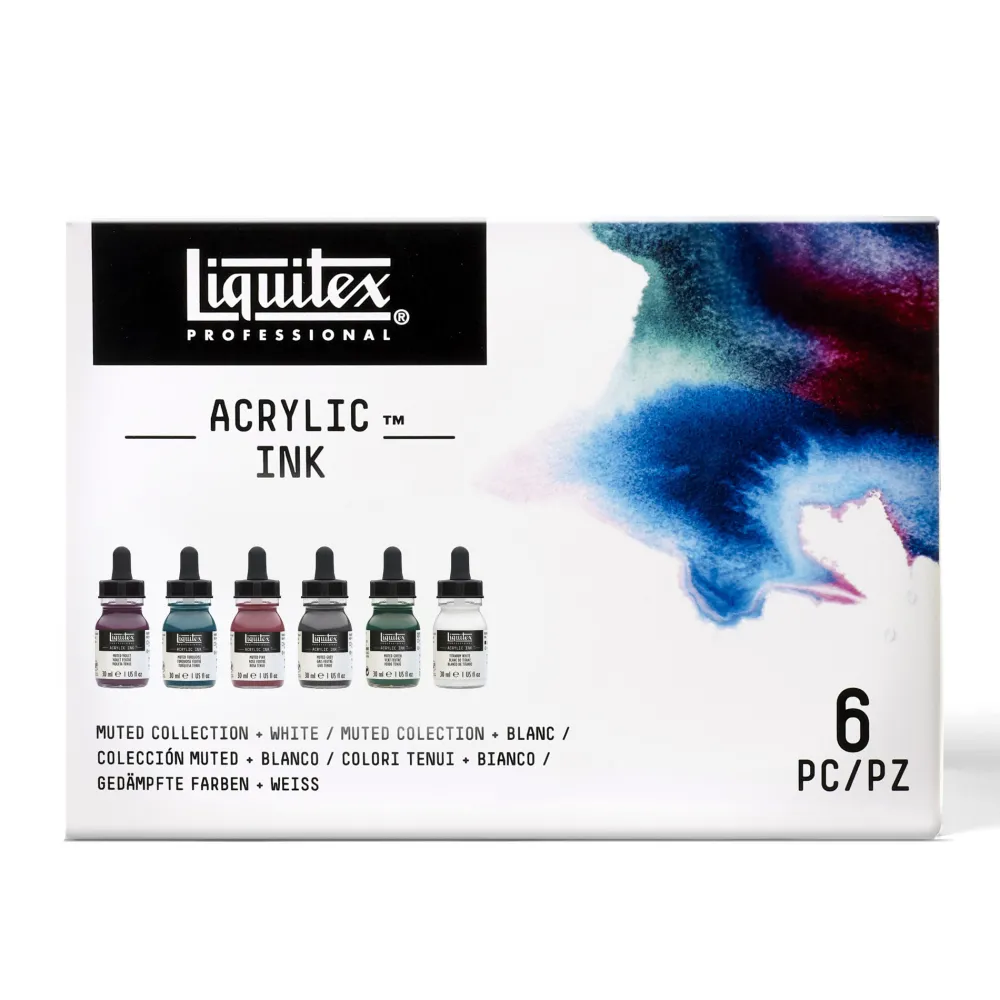 Liquitex Zestaw tuszów akrylowych Muted Colors - - 6 kolorów x 30 ml