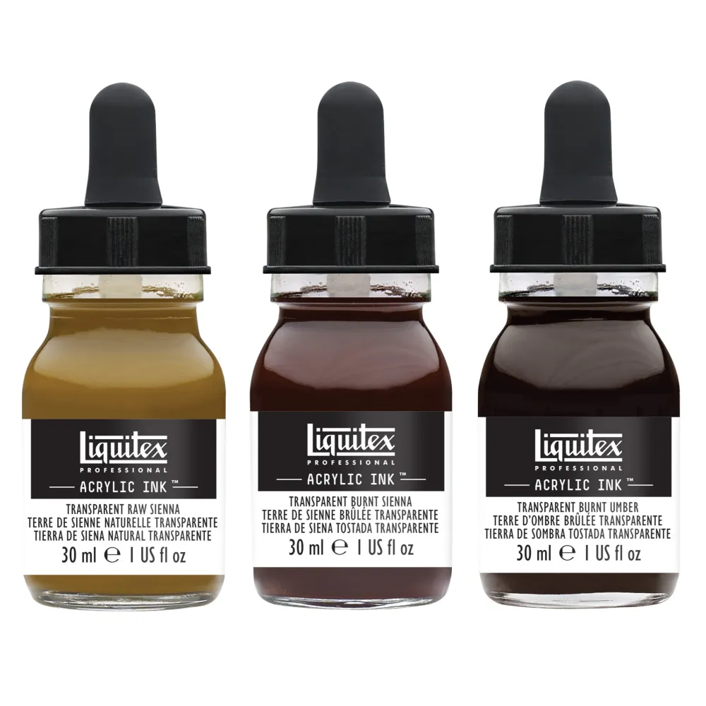 Liquitex Zestaw tuszów akrylowych Transparent - - 3 kolory x 30 ml
