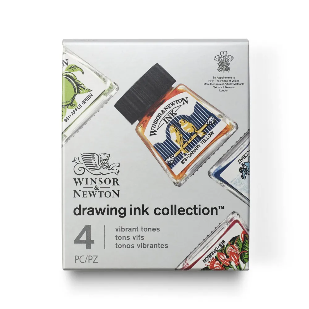 Winsor & Newton Zestaw tuszów rysunkowych - - Vibrant Tones, 4 szt.